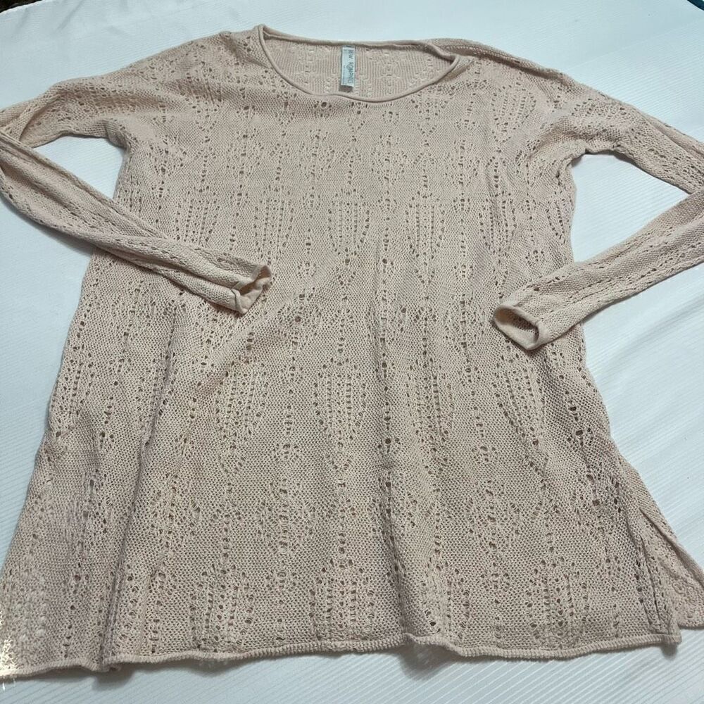 Free People Romantics Blush Crochet Knit Tunic Sweater Size Small
